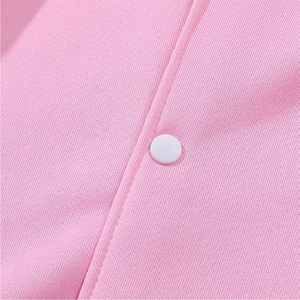 Veste universitaire rose clair et blanche, vêtement décontracté pour tous les jours, veste universitaire rose blush, style streetwear tendance - Product Image 4