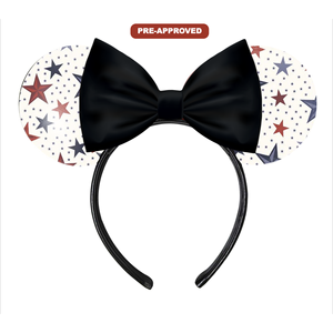 H.E.R. de Ensueño Accesorios Personalizados de Fábrica, Diadema con Orejas de Ratón y Lazo, Material de Vinilo, Ajuste Universal - Product Image 1