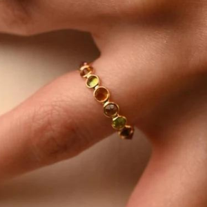 100% ยอดนิยมทำด้วยมือแหวนพลอยสีทอง14K แบบครึ่งทัวร์มาลีนหลากสีคุณภาพเยี่ยม - Product Image 2