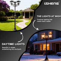 Lampe de colonne de jardin classique Lisheng YK-006, corps en aluminium IP44, télécommande, LED dimmable, température de couleur AC 2700k-6500k, détachable