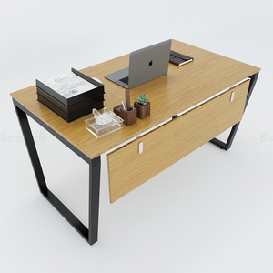 BFTB006-140x80cm Trapezoidal Bamboo Laptop <b>Desk</b> with Assembled Metal Legs <b>Folding</b> Feature and Drawer for School Use - Product Image 1