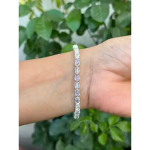 Pulsera de tenis de plata 925 con piedra lunar arcoíris, accesorio de moda - Product Image 2
