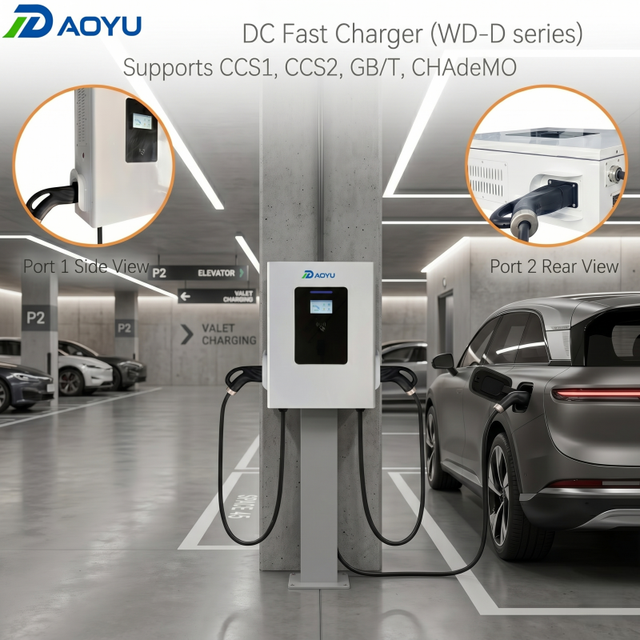 New Compact Wall-mounted DC Fast Charger 80/60kW CCS2 CCS1 GBT OCPP 1.6J APP Smart Charging Station 2-Year Warranty for Limited