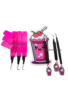 แหนบต่อขนตาสแตนเลสปลายเงิน45องศาเคลือบผงสีดำ90องศาพร้อมพวงกุญแจอุปกรณ์เสริมความงาม - Product Image 5