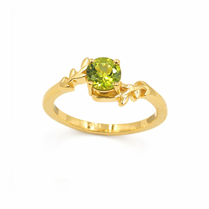 Anillo de Plata de Ley 925 con Peridoto en Forma de Vid, Gema Verde Redonda, Joyería de Diseño Inspirada en la Naturaleza - Product Image 2