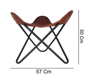 Handmade Brown Genuine Leather Footrest Ottoman Seat Comfortable Foldable Stool for Bedroom or Park Use - Product Image 4