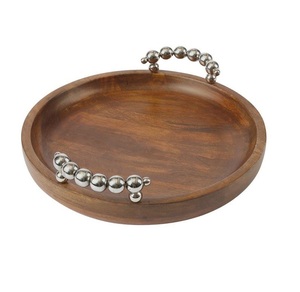 ถาดไม้ทรงกลมสำหรับจัดเก็บและจัดระเบียบอาหารบ้านถาดไม้แบบสร้างสรรค์ในราคาจัดแสดงสินค้าสไตล์หรูหรา - Product Image 1