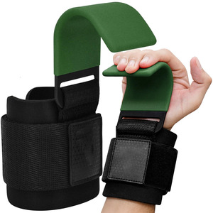 Sangles de poignet en néoprène sur mesure de haute qualité crochets enduits de couleur verte respirant antidérapant soutien robuste pour l'haltérophilie - Product Image 1