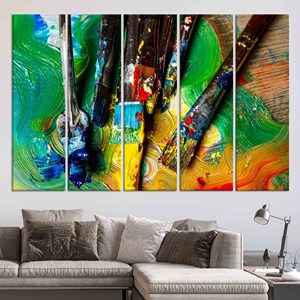 Toile imprimée contemporaine : Impression d'art sur verre aux couleurs vives, lot de 5 toiles - Product Image 1