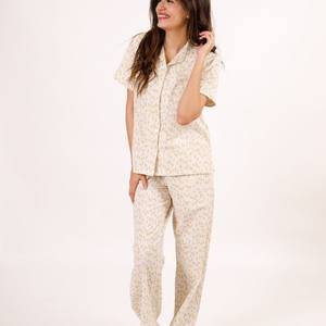 Francés Senior Sense of Ink Painting Pijamas de ocio Primavera y verano Nuevos pantalones largos de manga larga dulces Ropa de casa para mujer - Product Image 1