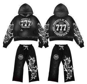 Ensemble de vêtements de sport unisexe, écologique, décontracté, polyester/coton, imprimé, ourlet brut, sweat-shirt, pantalon de survêtement, taille plus, jogging, logo - Product Image 4