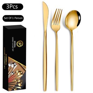 Couverts gravés vintage, ensemble de vaisselle, couverts de mariage, ustensiles de restaurant d'hôtel, ensemble de cuillères et de fourchettes réutilisables, couverts en or de luxe - Product Image 5