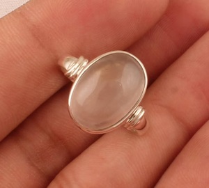 925 argent Sterling classique Rose Quartz bague de fiançailles janvier pierre de naissance bijoux de mariage concepteur lunette ovale coupe naturel - Product Image 4