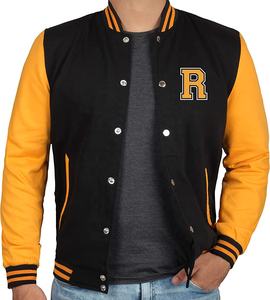 Vestes d'hiver pour hommes Varsity Bomber Rouge Noir et Jaune Brodé Baseball Letterman Stand Collar Front Logo - Product Image 3