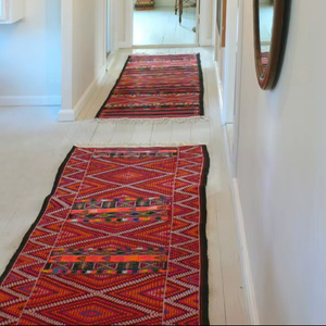 Encantadoras alfombras de corredor de lana/seda acolchadas geométricas tejidas a mano de Kira CPH-Para el hogar y Camping - Product Image 1