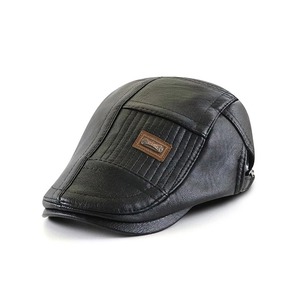 Classic Berets Hat Natural Leather <b>Painter</b> Caps Men British Beret Fashion Office Beanies Autumn Winter Cabbie Hats Buckle Gorras - Product Image 4