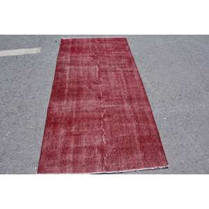 พรมตุรกีโบราณแบบทันสมัยสีแดง3.2 x 6.4ft ผ้าขนสัตว์และ PP นามธรรมลวดลายน้ำยางหนา10มม. สำหรับห้องโถง - Product Image 1