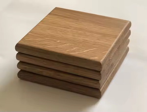 Posavasos de madera con logotipo grabado personalizado Crescent Crafts, posavasos cuadrado redondo de nogal y haya, estilo clásico para cerveza, bebida para uso en el bar del hogar - Product Image 4