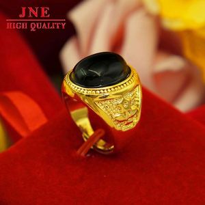 Oro sorella <span class=keywords><strong>Nan</strong></span> generoso anello da uomo quadrato ovale anello in ottone placcato oro con ossidiana oro oro anello da uomo - Product Image 3