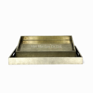 Plateau en laque fait à la main avec feuille d'argent pour servir de la nourriture, décoration de table et utilisation intérieure à domicile en provenance du Vietnam - Product Image 4