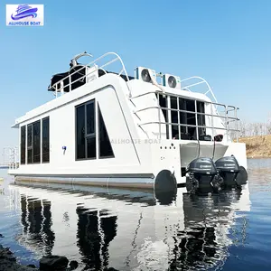 China Manufacturer Floats Inflatable Luxury Houseboat Kit Aluminium Floating Pontoon House Boats Vessel Party Home House Boat