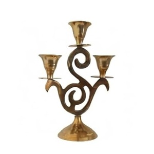 Pure <b>Brass</b> Handcrafted Tabletop 3 Arm <b>Candle</b> <b>Holder</b> - Product Image 2