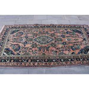 Alfombra Turca Vintage de 4.1x7.7 pies (125x236 cm), Alfombra Floral Azul y Roja - Product Image 4