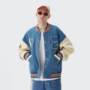 Chaqueta Bomber de Béisbol de Cuero con Logotipo Personalizado, Chaqueta Universitaria para Hombre con Apliques Bordados de Diseñador - Product Image 1