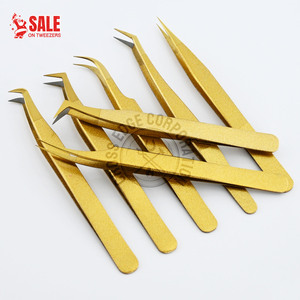 Pinzas para Extensión de Pestañas con Punta de Fibra, Curvadas, Clásicas, Antiestáticas, de Acero Japonés, Herramienta para Pestañas - Product Image 1