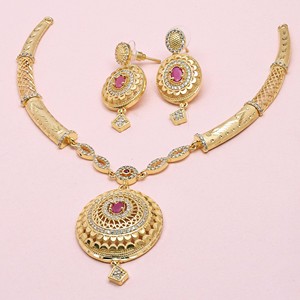 ชุดสร้อยคอโชกเกอร์รูปทองเครื่องประดับหรูหราโฆษณาชุดสร้อยคอหินโมเดิร์นเครื่องประดับแฟชั่นชุดเครื่องประดับทองทองเหลือง - Product Image 1