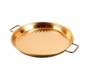 Plateau décoratif multifonctionnel fait main en acier inoxydable doré de 5,5 pouces, léger, écologique et au design moderne, idéal pour bijoux de mariage - Product Image 2