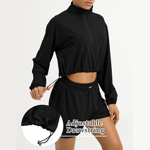 Conjunto Deportivo de 2 Piezas para Mujer con Logotipo Personalizado, Ropa Deportiva de Alto Impacto para Gimnasio y Yoga con Mangas Largas con Cierre - Product Image 3