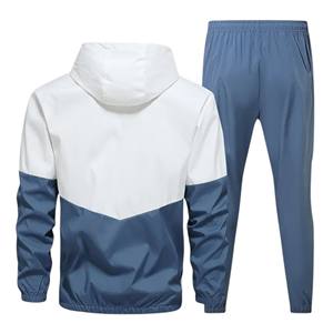 2025 OEM hombres Casual Colorblock poliéster Nylon chándal conjunto con capucha chaqueta y pantalón elegante traje Atlético moda al por mayor - Product Image 2