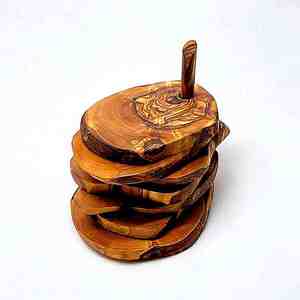 Posavasos cuadrado Vintage de madera de mango Simple personalizable posavasos de madera absorbente posavasos de té con diseño de logotipo personalizado - Product Image 1