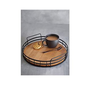 Plateau de nourriture d'hôtel de Offre Spéciale Conception ronde et rectangulaire en bois durable avec la poignée pour le bois en métal pour la restauration et les restaurants - Product Image 2