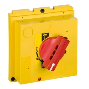 Interrupteur rotatif direct SCHNEIDER ELECTRIC LV432599, série ComPact NSX 400/630, avec poignée rouge et façade jaune, protection IP40 - Product Image 1
