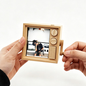 Custom Wooden Hand Crank Flip Photo <b>Box</b> LED Light Personalized Photo Album <b>Memory</b> Keepsake Gift Home Decor - Product Image 2
