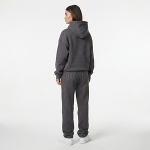Womens <b>Charcoal</b> Gray Hoodie Tracksuit Set Pullover Sweatshirt Wide Leg Pants Matching Casual Sportswear Loungewear - Product Image 4