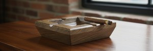 Cendrier de bureau carré en bois de qualité supérieure et exclusive avec des motifs variés pour bar, salon et décoration intérieure - Product Image 5