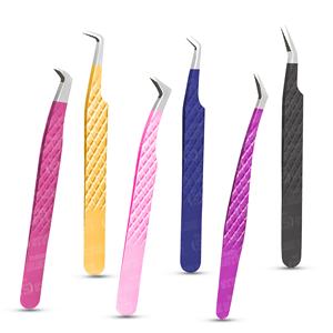 Punta de fibra de agarre de diamante de alta calidad, pinzas de volumen de pestañas de acero inoxidable de capas finas, herramienta de belleza de Punta puntiaguda fácil de usar - Product Image 2