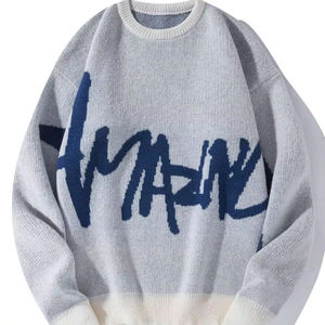 Classique tricoté hommes pull pull doux laine mélangée slim fit chaud hiver mode décontracté à manches longues pull - Product Image 1