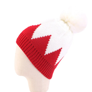 Promotion de Noël : Bonnets d'hiver populaires en jacquard tricoté, multicolores avec pompon, pour le ski et les activités de plein air, chauds et confortables - Product Image 2
