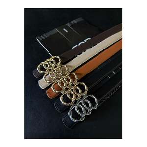 5-Piece Genuine <b>Domed</b> Leather Combined <b>Ring</b> Buckle Women's Trouser Belt, Jacket Belt, Dress Belt - Mixed - Product Image 2