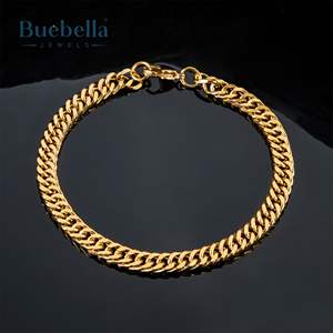 18K <b>Solid</b> Yellow Gold Iced Clashp Cuban Link Chain <b>Bracelet</b> Men's Hip Hop Style 8mm Moissanite BUEBELLA JEWELS Party Occasions - Product Image 3