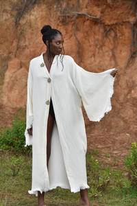 ชุดคลุมผ้าเรยอนสำหรับทั้งชายและหญิง, ชุดกิโมโนผ้าเรยอนแขนยาวเต็มไซส์ความยาวพื้นสไตล์เรียบง่ายขนาดฟรีไซส์สำหรับวันหยุดพักผ่อนของผู้หญิง - Product Image 3