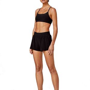 Women's High Waist Black Knitted Sport Shorts Breathable Elastic Waist Regular Fit Solid Color Yoga Running Fitness Wear - Product Image 4