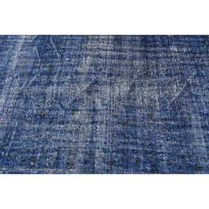 Grand tapis turc vintage 4,8x8,8 pieds, tapis uni bleu et blanc - Product Image 5