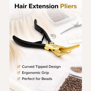 Pinzas para Extensiones de Cabello con Punta Curva, Herramienta para Microperlas, Agarre Antideslizante para Anillos Nano, Uso Profesional en Salón y DIY - Product Image 4