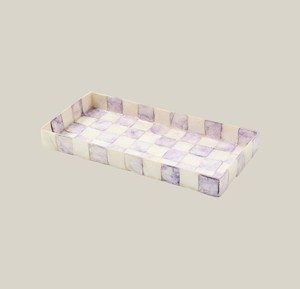 Custom Mother of pearl <b>tray</b> Handcrafted ivory gold chessboard tile shell mosaic rectangle <b>tray</b> for bathroom towel <b>vanity</b> - Product Image 3