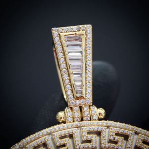 Colgante de piedra Moissanite redondo HipHop 4CT con estilo, acabado en oro amarillo de 14 quilates con logotipo, abalorio chapado en oro - Product Image 3